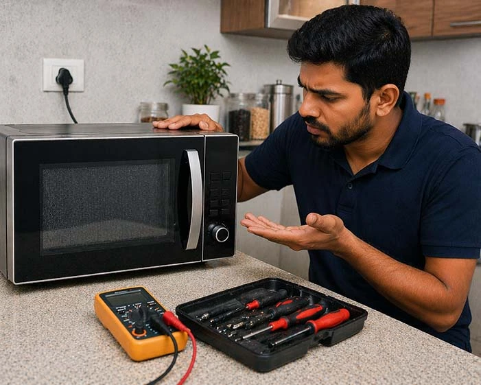Microwave oven repair service for not heating, door issues and control panel problems